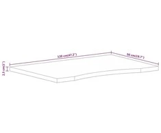Rašomojo stalo stalviršis su linkiu, 120x50x2,5 cm, mango