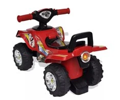 Raudonas vaikiškas keturratis motociklas su garsais ir švieselėmis