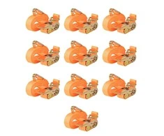 Reketo tvirtinamieji dirželiai, 10vnt., oranžiniai, 6mx25mm