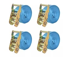 Reketo tvirtinamieji dirželiai, 4vnt., 2t., 6mx38mm, mėlyni