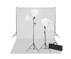 Rinkinys fotostudijai, baltas fonas 600x300cm ir šviestuvai