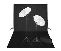 Rinkinys fotostudijai, juodas fonas 600x300cm ir šviestuvai