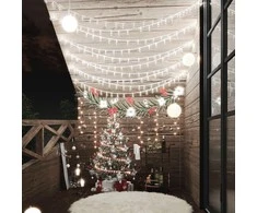 Rutuliukų girlianda, 20m, 200 šaltų baltų LED, 8 funkcijos