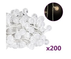 Rutuliukų girlianda, 20m, 200 šiltų baltų LED, 8 funkcijos