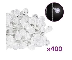 Rutuliukų girlianda, 40m, 400 šaltų baltų LED, 8 funkcijos