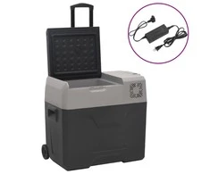 Šaltdėžė su ratukais ir adapteriu, juoda ir pilka, 50l, PP