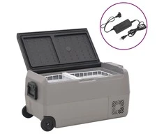 Šaltdėžė su ratukais ir adapteriu, juoda ir pilka, 60l, PP/PE