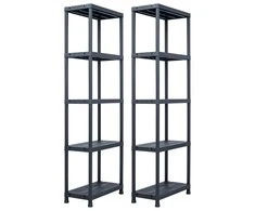 Sandėliavimo lentynos, 2vnt., juod., 60x30x180cm, plast., 125kg