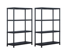 Sandėliavimo lentynos, 2vnt., juod., 90x40x138cm, plast., 220kg