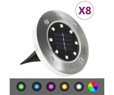 Saulės energija įkraunami LED šviestuvai, 8vnt., įvairių spalvų