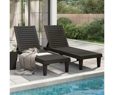 Sofa Saulės gultai, 2vnt., juodi, 155x58x83cm, polipropilenas
