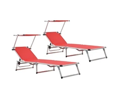 Sofa Saulės gultai, 2vnt., raudoni, aliuminis ir tekstilenas