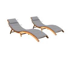 Sofa Saulės gultai su čiužinukais, 2vnt., akacijos medienos masyvas