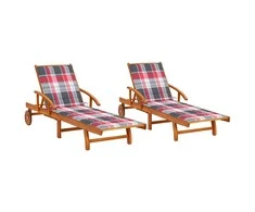 Sofa Saulės gultai su čiužinukais, 2vnt., akacijos medienos masyvas