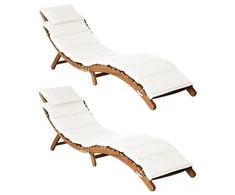 Sofa Saulės gultai su čiužinukais, 2vnt., kreminiai balti, akacija