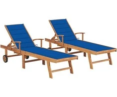 Sofa Saulės gultai su mėlynais čiužinukais, 2vnt., tikmedžio masyvas