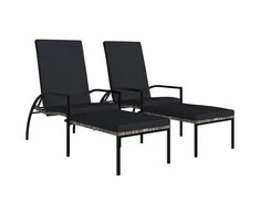 Sofa Saulės gultai su pakojomis, 2vnt., pilkos spalvos, PE ratanas