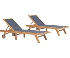 Sofa Saulės gultai su ratukais, 2vnt., tikmedis ir tekstilenas