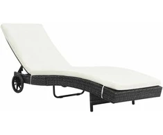 Sofa Saulės gultai su ratukais/čiužinukais, 2vnt., juodi, ratanas