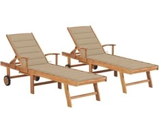 Sofa Saulės gultai su smėlio čiužinukais, 2vnt., tikmedis