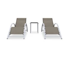 Sofa Saulės gultai su staliuku, 2vnt., taupe spalvos, aliuminis