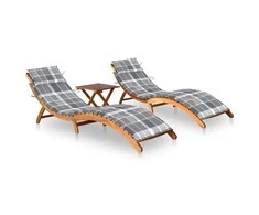 Sofa Saulės gultai su staliuku ir čiužinukais, 2vnt., akacija