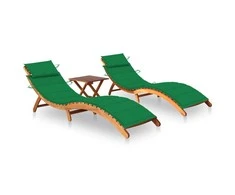 Sofa Saulės gultai su staliuku ir čiužinukais, 2vnt., akacija