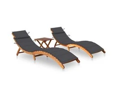 Sofa Saulės gultai su staliuku ir čiužinukais, 2vnt., akacija