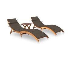 Sofa Saulės gultai su staliuku ir čiužinukais, 2vnt., akacija