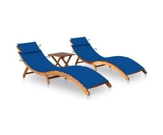 Sofa Saulės gultai su staliuku ir čiužinukais, 2vnt., akacija