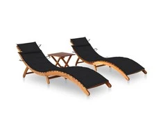 Sofa Saulės gultai su staliuku ir čiužinukais, 2vnt., akacija