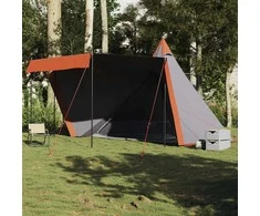 Šeimos palapinė, pilka ir oranžinė, aštuonvietė, tipi