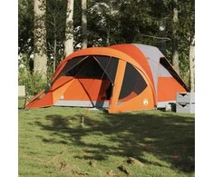 Šeimos palapinė, pilka ir oranžinė, šešiavietė, tunelinė