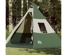 Stovyklavimo palapinė, žalia, septynvietė, tipi dizaino