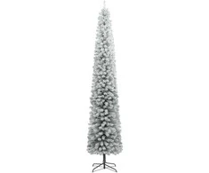 Siaura Kalėdų eglutė su stovu ir sniegu, 270cm, PVC