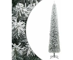 Siaura Kalėdų eglutė su stovu ir sniegu, 270cm, PVC