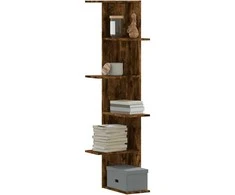 Sieninė kampinė lentyna, dūminio ąžuolo, 36,5x36,5x140cm