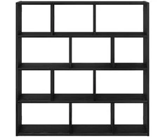 Sieninė lentyna, 12 skyrių, juodos, mediena, kubo formos