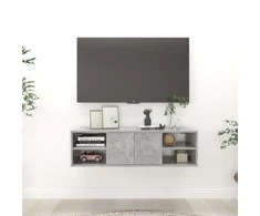 Sieninė lentyna, betono pilka, 102x30x29cm, apdirbta mediena