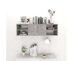 Sieninė lentyna, betono pilka, 102x30x29cm, apdirbta mediena