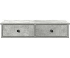Sieninė lentyna su stalčiais, betono pilka, 80x34x17cm