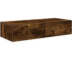 Sieninė lentyna su stalčiais, dūminio ąžuolo, 80x33x17cm