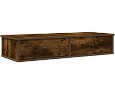 Sieninė lentyna su stalčiais, dūminio ąžuolo, 100x37,5x19cm