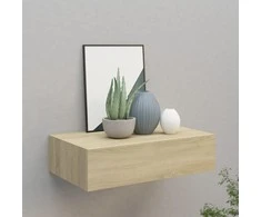 Sieninė lentyna su stalčiumi, ąžuolo, 40x23,5x10cm, MDF