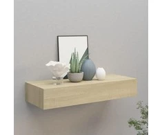 Sieninė lentyna su stalčiumi, ąžuolo, 60x23,5x10cm, MDF