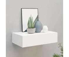 Sieninė lentyna su stalčiumi, balta, 40x23,5x10cm, MDF