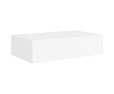 Sieninė lentyna su stalčiumi, balta, 40x23,5x10cm, MDF