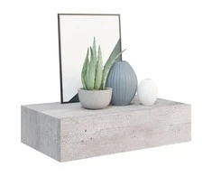 Sieninė lentyna su stalčiumi, betono pilka, 40x23,5x10cm, MDF