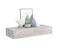 Sieninė lentyna su stalčiumi, betono pilka, 60x23,5x10cm, MDF