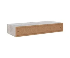 Sieninė lentyna su stalčiumi, betono pilka, 60x23,5x10cm, MDF